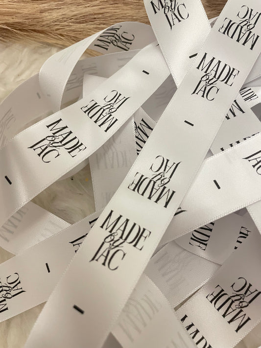 Uncut White Satin Label, Custom Branding Tag, Craft Tags, Modern Sewing Label , Clothing Tag, Quilt Label