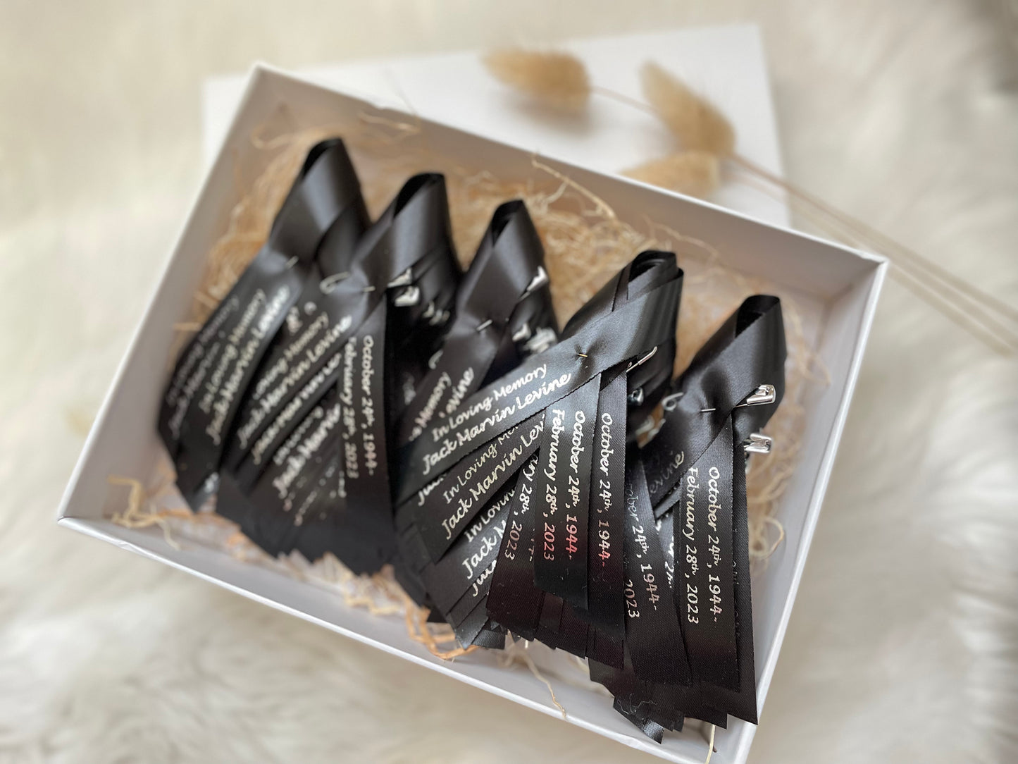 black funeral ribbons